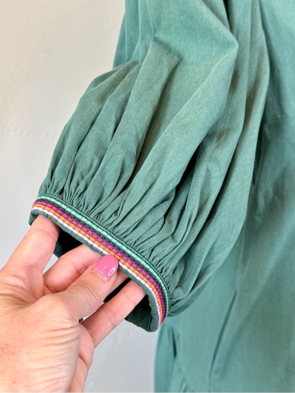 Pinch Meadow Tiered Mini Dress in Hunter Green, Embroidered Cotton. SMALL NWOT - Picture 9 of 17